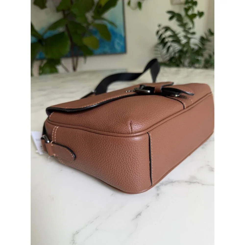 NWT COACH Hudson Crossbody Bag Gunmetal / Saddle Brown Leather Messenger C5399